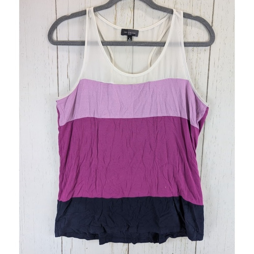 The Limited Size Medium Pink Blue Stripe Sleeveless Womens Casual Tank Top